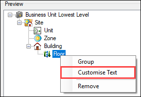 Customise Text option